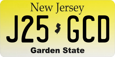 NJ license plate J25GCD