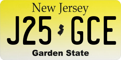 NJ license plate J25GCE