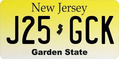 NJ license plate J25GCK