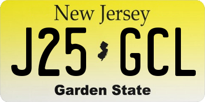 NJ license plate J25GCL