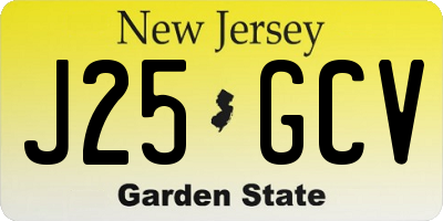 NJ license plate J25GCV