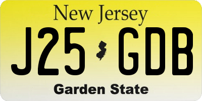 NJ license plate J25GDB