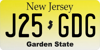 NJ license plate J25GDG