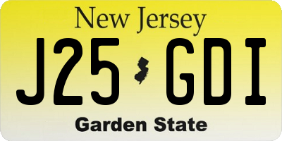 NJ license plate J25GDI