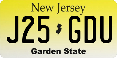 NJ license plate J25GDU