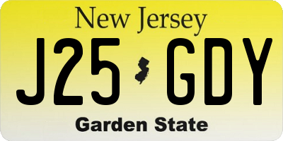 NJ license plate J25GDY