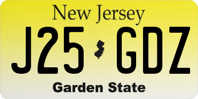 NJ license plate J25GDZ