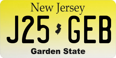 NJ license plate J25GEB