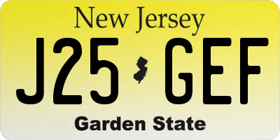 NJ license plate J25GEF