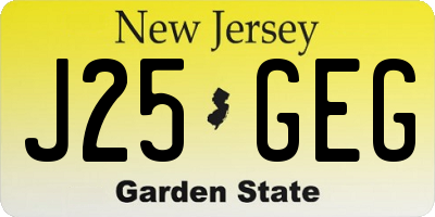 NJ license plate J25GEG