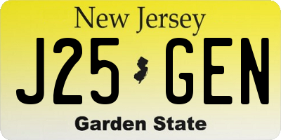 NJ license plate J25GEN