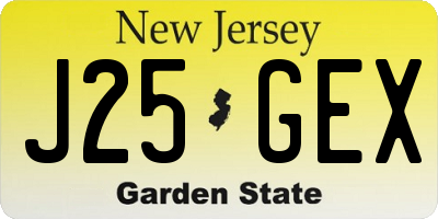 NJ license plate J25GEX