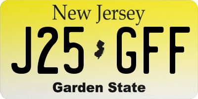 NJ license plate J25GFF