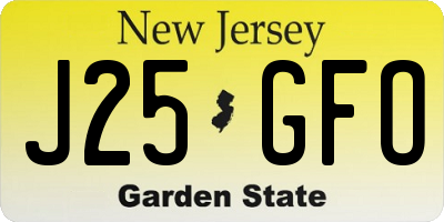 NJ license plate J25GFO