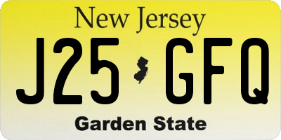 NJ license plate J25GFQ