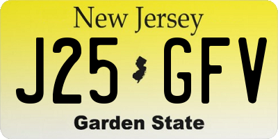 NJ license plate J25GFV
