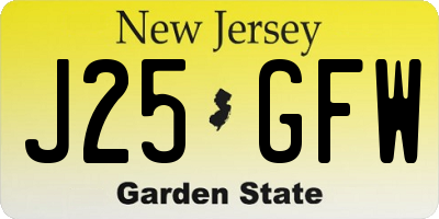 NJ license plate J25GFW