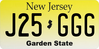 NJ license plate J25GGG