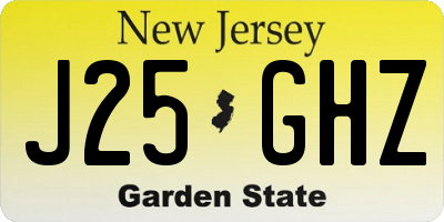 NJ license plate J25GHZ
