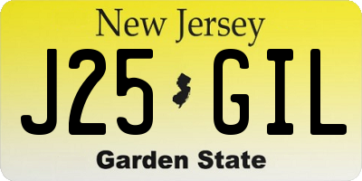 NJ license plate J25GIL
