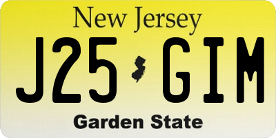 NJ license plate J25GIM