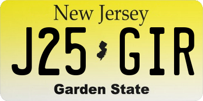 NJ license plate J25GIR