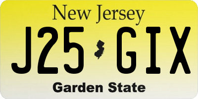 NJ license plate J25GIX