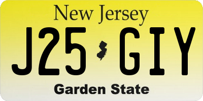 NJ license plate J25GIY