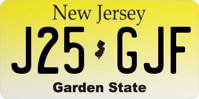 NJ license plate J25GJF