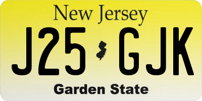 NJ license plate J25GJK