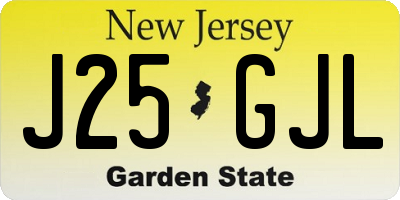 NJ license plate J25GJL