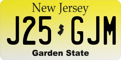 NJ license plate J25GJM
