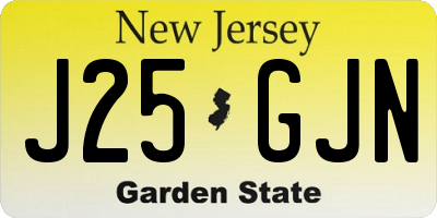NJ license plate J25GJN