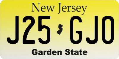 NJ license plate J25GJO