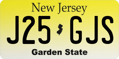 NJ license plate J25GJS
