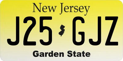 NJ license plate J25GJZ