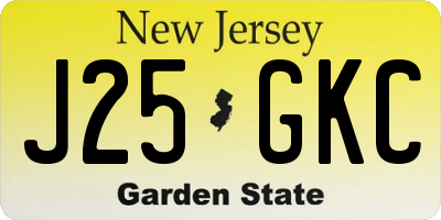 NJ license plate J25GKC