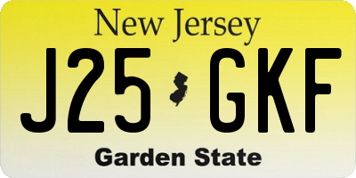 NJ license plate J25GKF