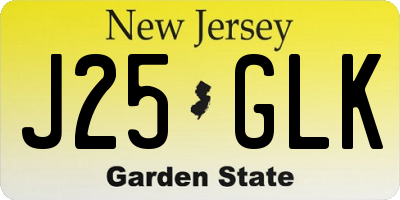 NJ license plate J25GLK