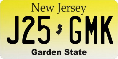 NJ license plate J25GMK