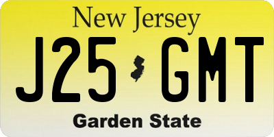 NJ license plate J25GMT
