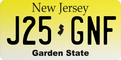 NJ license plate J25GNF