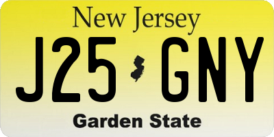NJ license plate J25GNY