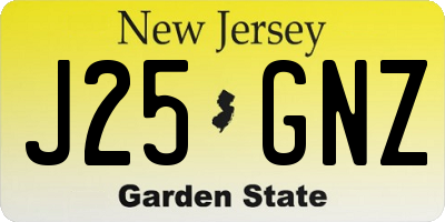 NJ license plate J25GNZ