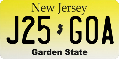 NJ license plate J25GOA