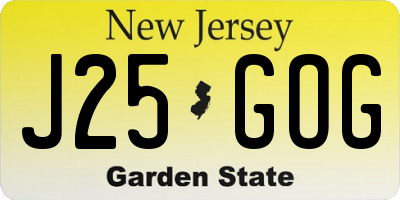 NJ license plate J25GOG