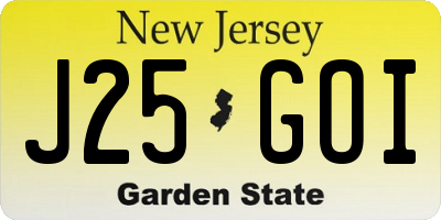 NJ license plate J25GOI