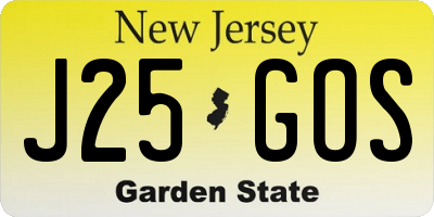 NJ license plate J25GOS