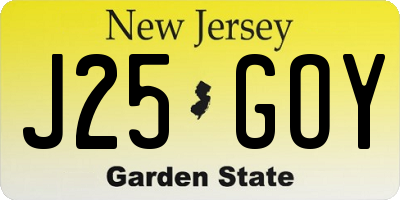 NJ license plate J25GOY