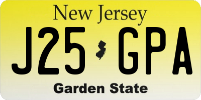 NJ license plate J25GPA